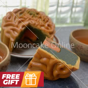 单黄绿茶 Green Tea Lotus Paste Mooncake with 1 Yolk [FREE GIFT]