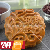 单黄豆沙 Red Bean Paste Mooncake with 1 Yolk [FREE Gift]